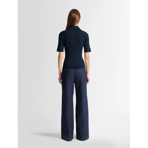 Fusalp Vera Short-Sleeve Polo Shirt in Navy, view 5 | Short Sleeved | Coveti