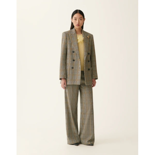 Fabiana Filippi Double-Breasted Check Jersey Jacket in Gray