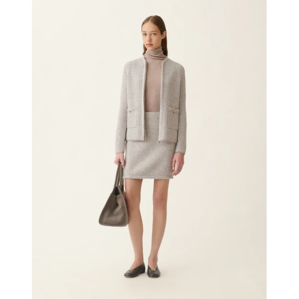 Fabiana Filippi Tweed Miniskirt in Granite