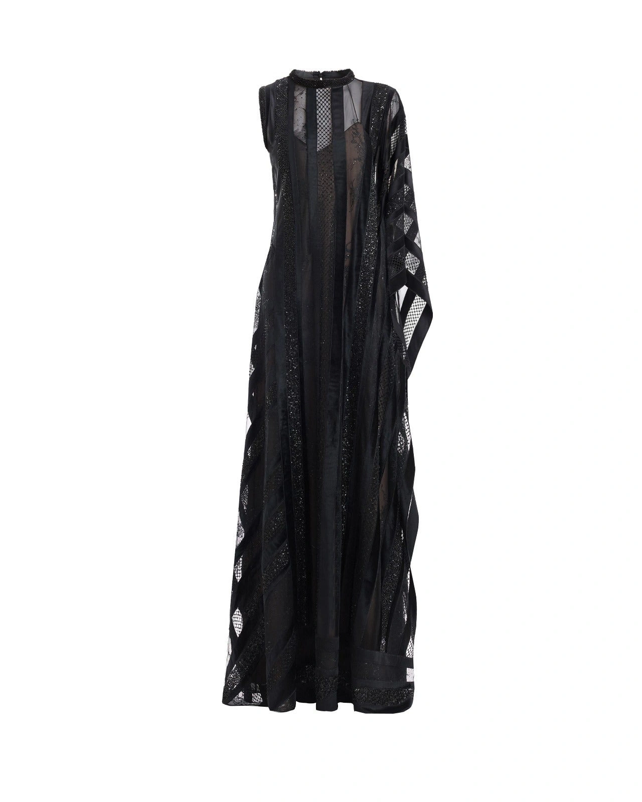 Gemy Maalouf Asymmetrical One-Sleeve Beaded Dress in Black Gemy Maalouf Asymmetrical One-Sleeve Beaded Dress in Black | Evening Gowns | Coveti