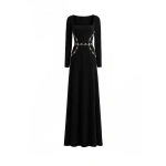 Gemy Maalouf Beaded Waist Dress in Black | Evening Gowns | Coveti