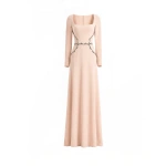 Gemy Maalouf Beaded Waist Dress in Blush | Evening Gowns | Coveti
