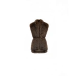 Gemy Maalouf Belted Fur Gilet in Khaki | Fur Jackets | Coveti