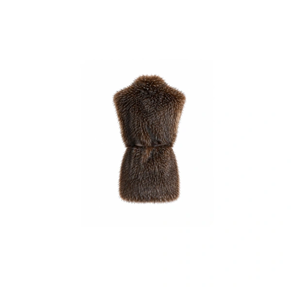 Gemy Maalouf Belted Fur Gilet in Khaki | Fur Jackets | Coveti, view 5