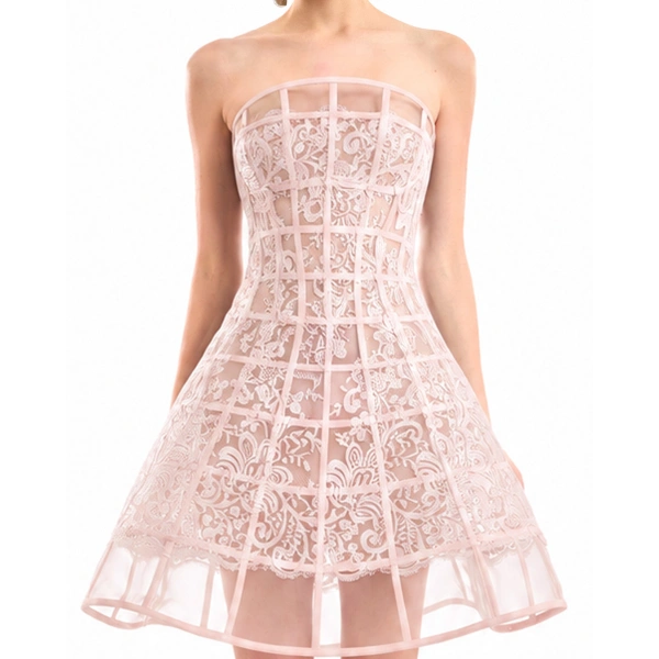 Gemy Maalouf Caged Short Dress in Blush | Mini Dresses | Coveti, view 4