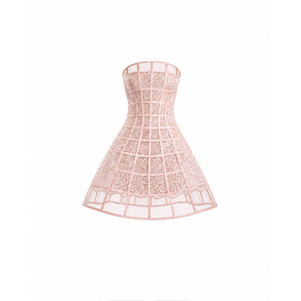 Gemy Maalouf Caged Short Dress in Blush | Mini Dresses | Coveti