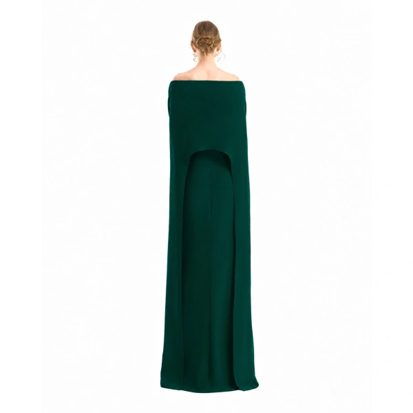Gemy Maalouf Cape Overlay Dress in Emerald | Evening Gowns | Coveti, view 3