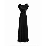 Gemy Maalouf Draped Brooch Dress in Black | Evening Gowns | Coveti