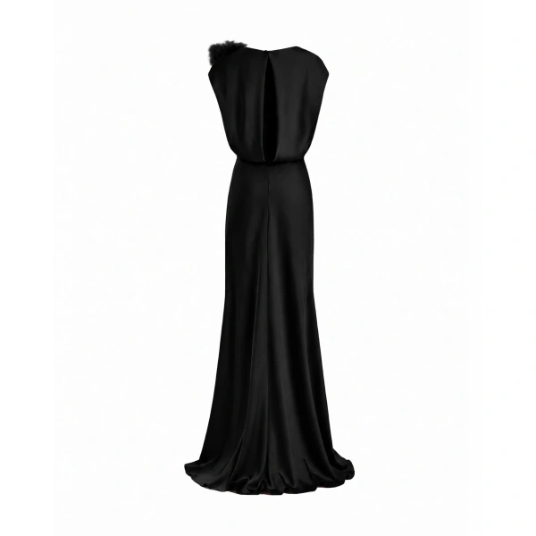 Gemy Maalouf Draped Brooch Dress in Black | Evening Gowns | Coveti, view 5