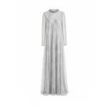 Gemy Maalouf Embroidered Net Lace Dress in Grey | Evening Gowns | Coveti