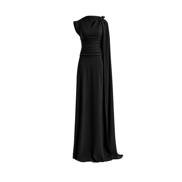 Feathered Shoulder Dress
