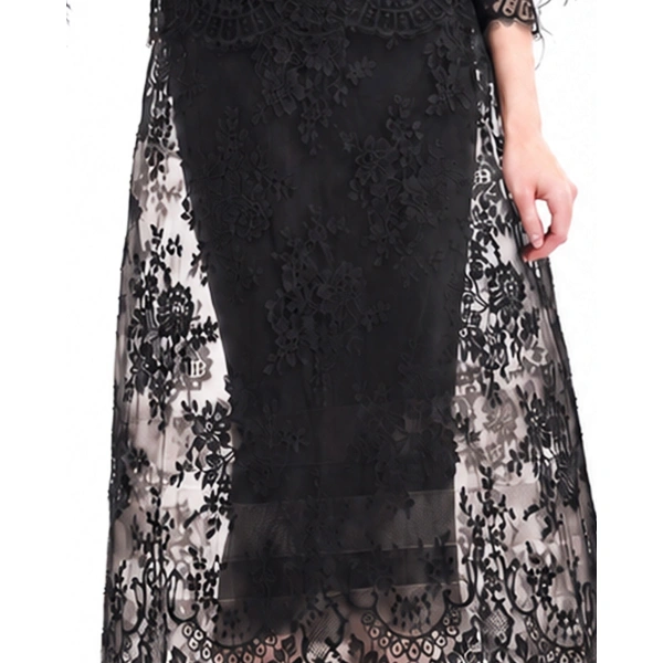 Gemy Maalouf Lace Cage Midi Skirt in Black | Midi Skirts | Coveti, view 4