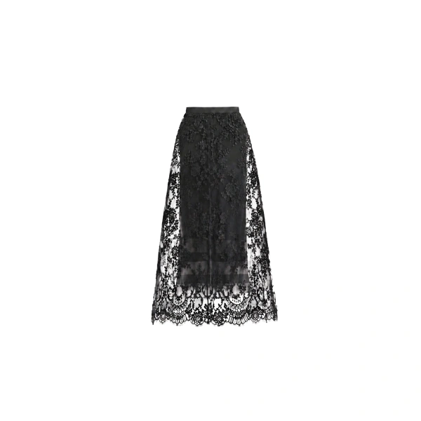 Gemy Maalouf Lace Cage Midi Skirt in Black | Midi Skirts | Coveti, view 5