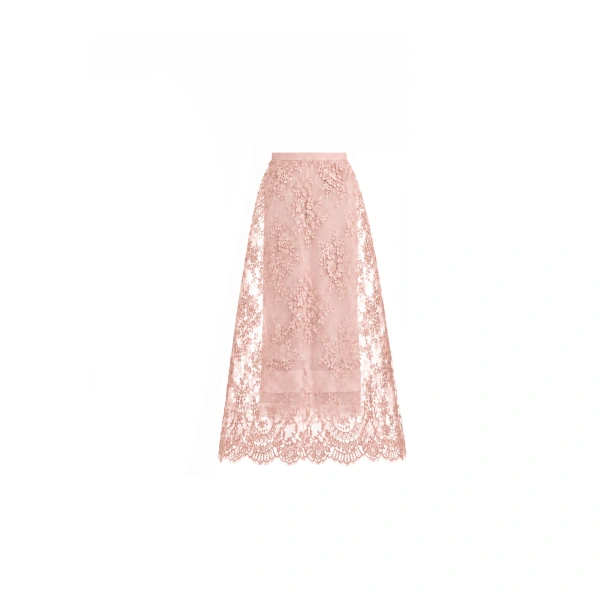 Gemy Maalouf Lace Cage Midi Skirt in Blush | Midi Skirts | Coveti, view 5