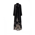 Gemy Maalouf Loose-Cut Lace-Hem Dress in Black | Evening Gowns | Coveti