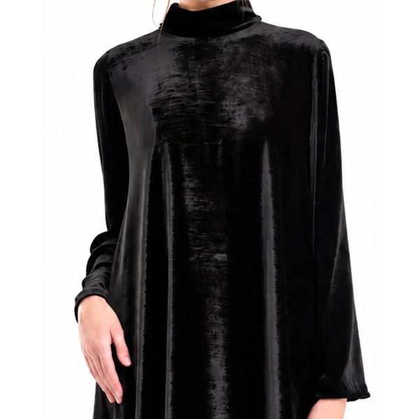 Gemy Maalouf Loose-Cut Lace-Hem Dress in Black | Evening Gowns | Coveti, view 4