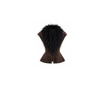 Gemy Maalouf Sequined Feathered V-Neck Top in Brown | Tops | Coveti