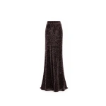 Gemy Maalouf Sequined Slim Long Skirt in Brown | Maxi Skirts | Coveti