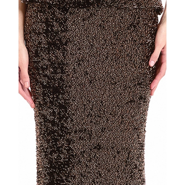 Gemy Maalouf Sequined Slim Long Skirt in Brown | Maxi Skirts | Coveti, view 4