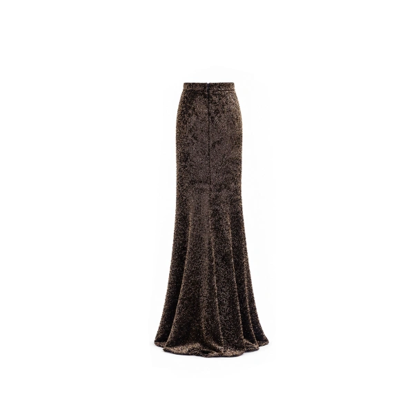 Gemy Maalouf Sequined Slim Long Skirt in Brown | Maxi Skirts | Coveti, view 5