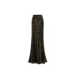 Gemy Maalouf Sequined Slim Long Skirt in Olive | Maxi Skirts | Coveti