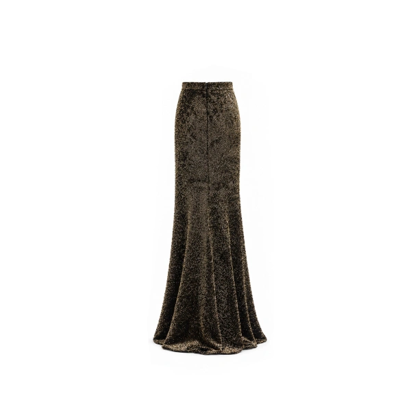 Gemy Maalouf Sequined Slim Long Skirt in Olive | Maxi Skirts | Coveti, view 5