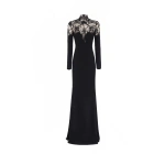Gemy Maalouf Slim-Cut Lace Sweetheart Dress in Black | Evening Gowns | Coveti
