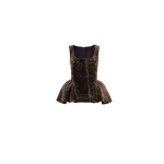 Gemy Maalouf Square-Neck Peplum Top in Brown | Tops | Coveti
