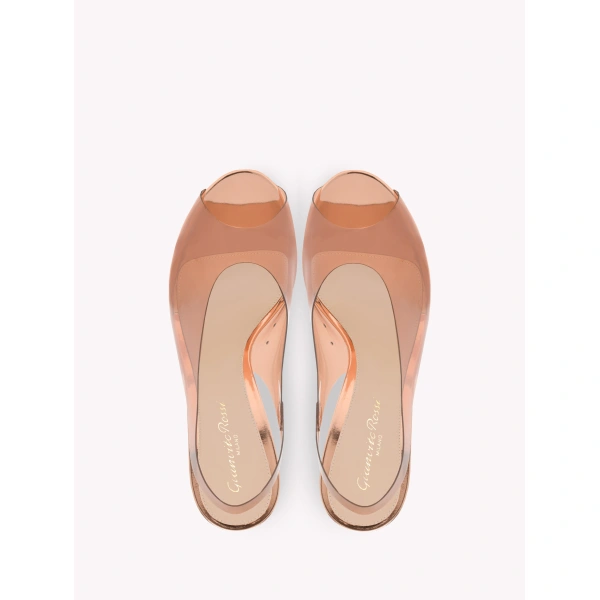 Gianvito Rossi Amelie Slingbacks in Gold Plexi, view 3 | Slingbacks