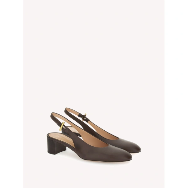 Gianvito Rossi Anais Slingbacks in Brown Leather, view 2 | Slingbacks