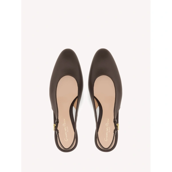 Gianvito Rossi Anais Slingbacks in Brown Leather, view 3 | Slingbacks