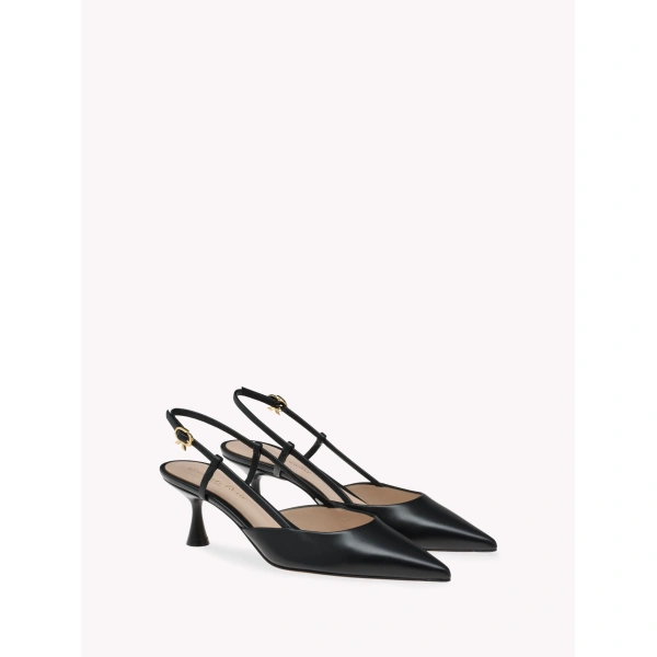 Gianvito Rossi Ascent 55 Slingbacks in Black Leather, view 2 | Slingbacks