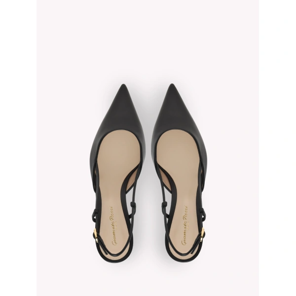 Gianvito Rossi Ascent 55 Slingbacks in Black Leather, view 3 | Slingbacks