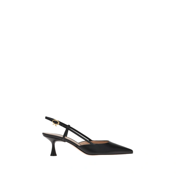 Gianvito Rossi Ascent 55 Slingbacks in Black Leather | Slingbacks