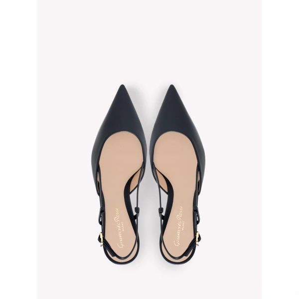 Gianvito Rossi Ascent 55 Slingbacks in Denim Leather, view 3 | Slingbacks