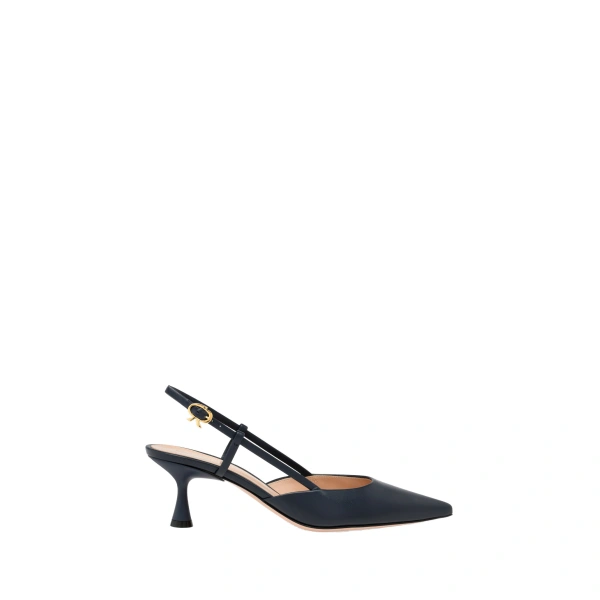 Gianvito Rossi Ascent 55 Slingbacks in Denim Leather | Slingbacks