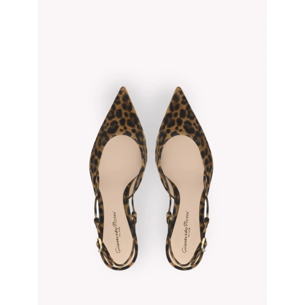 Gianvito Rossi Ascent 55 Slingbacks in Leopard Print Suede, view 3 | Slingbacks