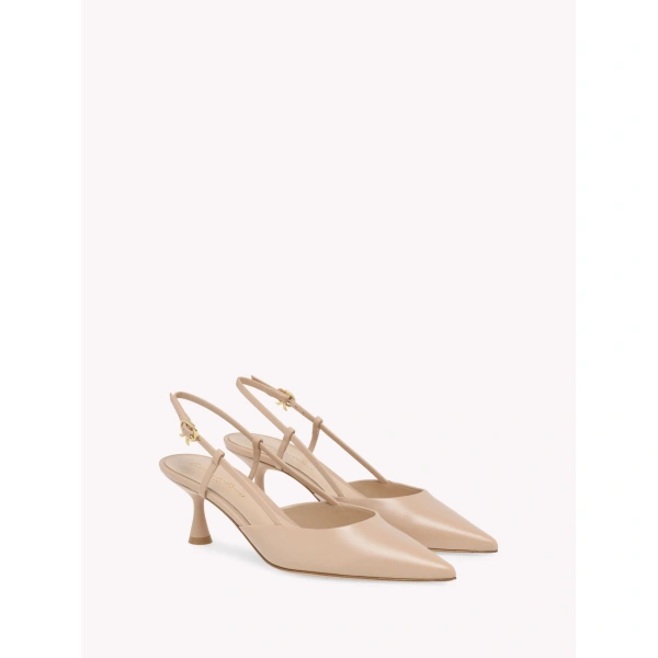 Gianvito Rossi Ascent 55 Slingbacks in Peach Leather, view 2 | Slingbacks