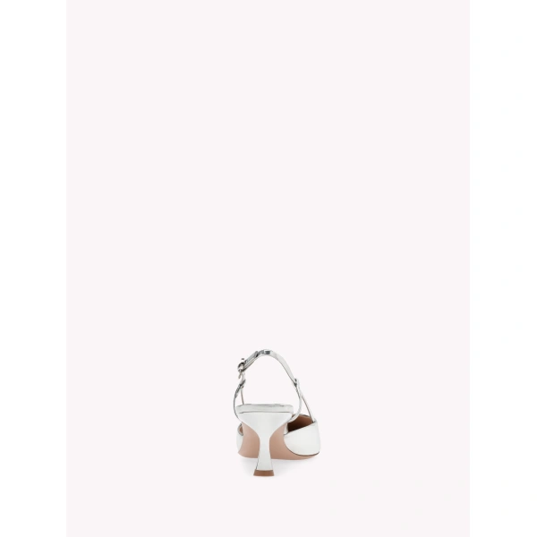 Gianvito Rossi Ascent 55 Slingbacks in Silver Leather, view 4 | Slingbacks
