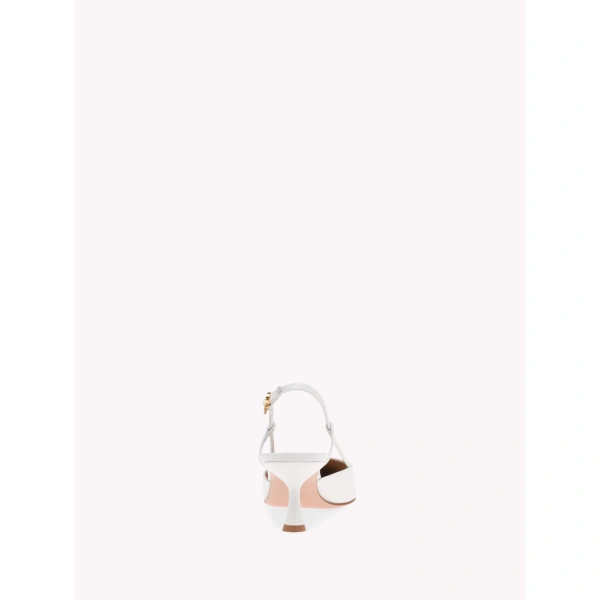 Gianvito Rossi Ascent 55 Slingbacks in White Leather, view 4 | Slingbacks
