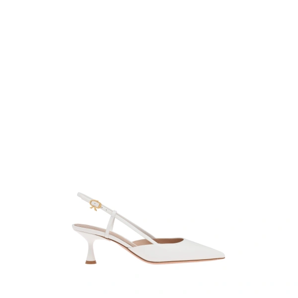 Gianvito Rossi Ascent 55 Slingbacks in White Leather | Slingbacks