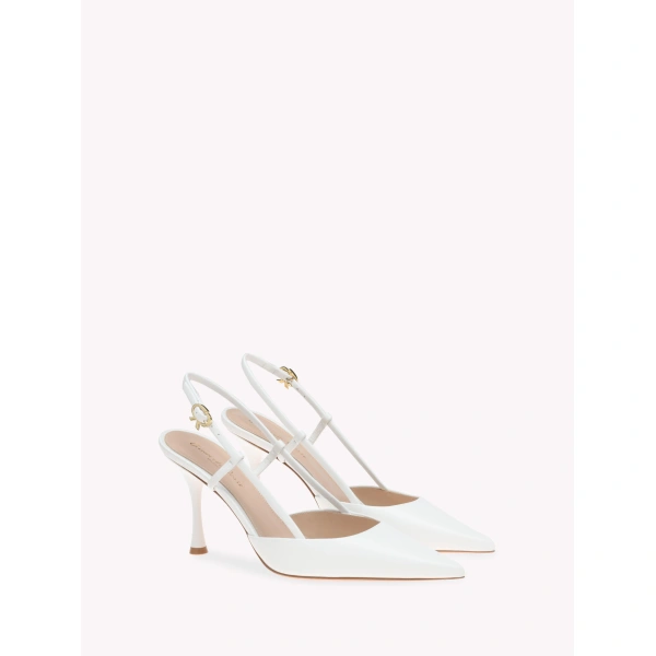 Gianvito Rossi Ascent Slingbacks in White Leather, view 2 | Slingbacks