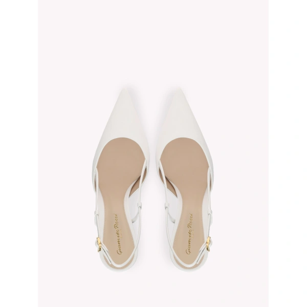 Gianvito Rossi Ascent Slingbacks in White Leather, view 3 | Slingbacks