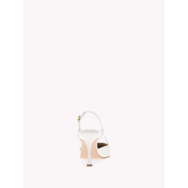 Gianvito Rossi Ascent Slingbacks in White Leather, view 4 | Slingbacks