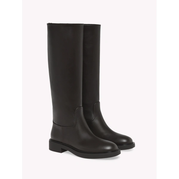 Gianvito Rossi Ascott Knee-High Boots in Mocha Leather, view 2 | Knee-High Boots