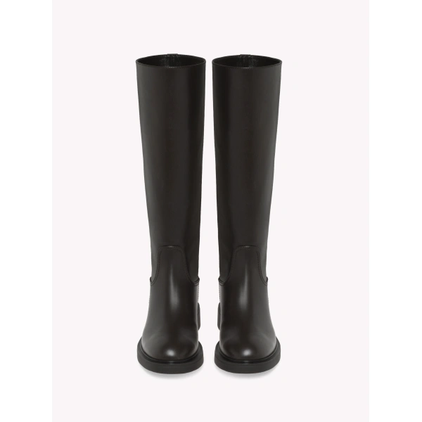 Gianvito Rossi Ascott Knee-High Boots in Mocha Leather, view 3 | Knee-High Boots