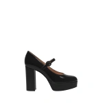 Gianvito Rossi Aurora Platform Mary Janes in Black Glossy Nappa | Platform Heels