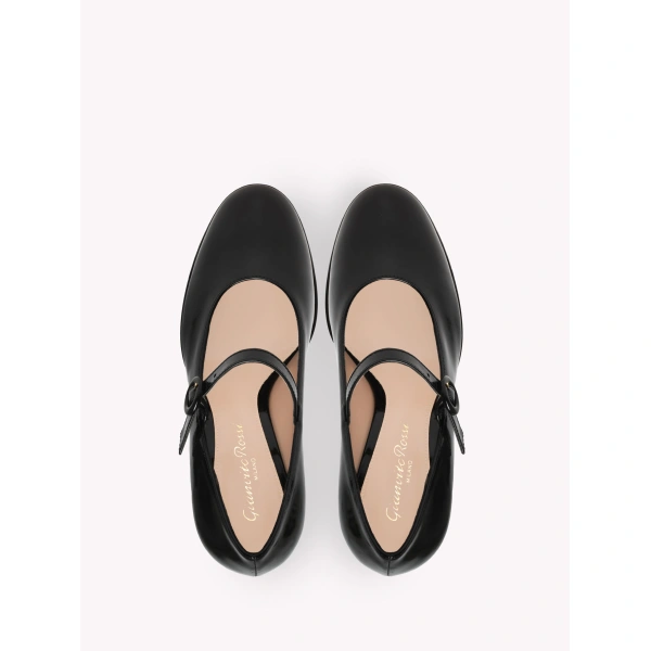Gianvito Rossi Aurora Platform Mary Janes in Black Glossy Nappa, view 3 | Platform Heels