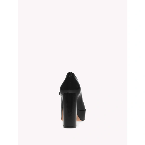 Gianvito Rossi Aurora Platform Mary Janes in Black Glossy Nappa, view 4 | Platform Heels