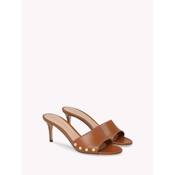 Gianvito Rossi Avelin Mules in Brown Leather, view 2 | Mules
